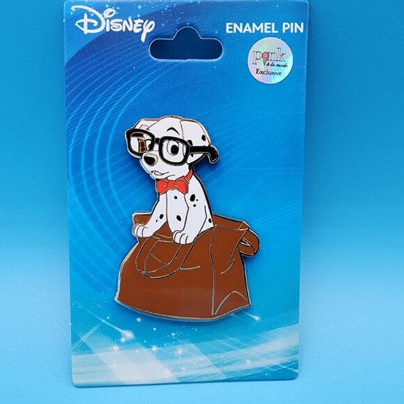 Disney PALM 101 Dalmatians Pup w/ Glasses & Bow Tie In Paper Bag Enamel Pin NEW - Picture 3 of 9
